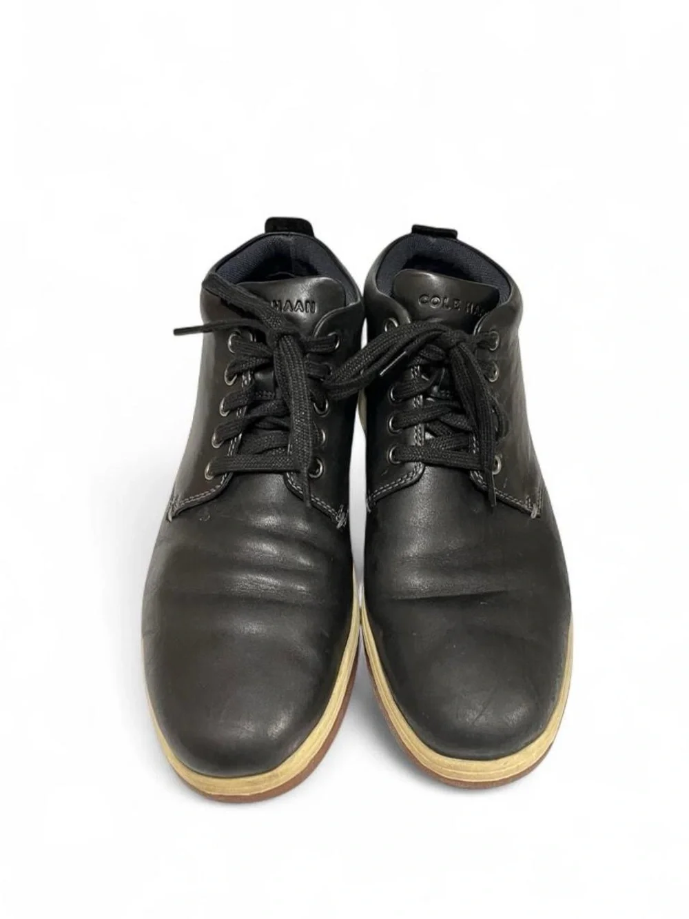 Cole Haan Preppy Minimalist Casual Black Leather Lace Up Men’s 8.5 Boots EUC